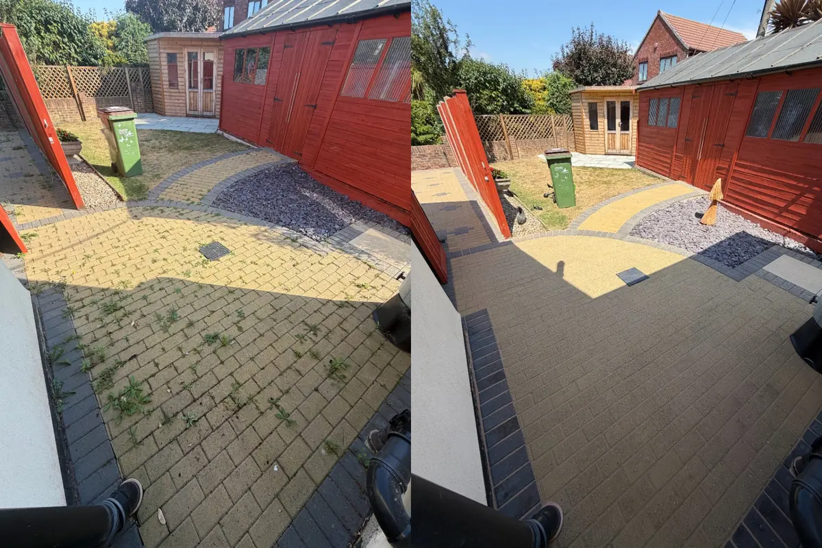 A paved patio area cleaned by Coastal Clean in South East Kent